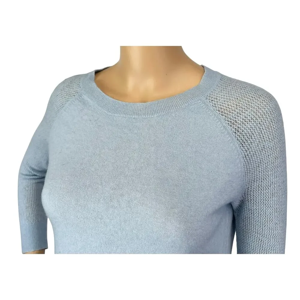 J. Crew Merino Wool Mesh Sleeve Sweater Dusty Sky Blue B9210 Size S